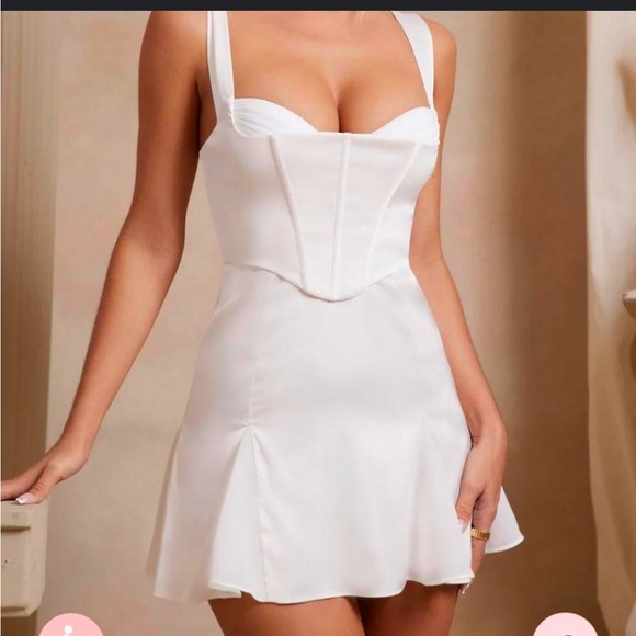 OH POLLY Size 8 A-Line Corset Mini Dress in Ivory - Picture 2 of 4